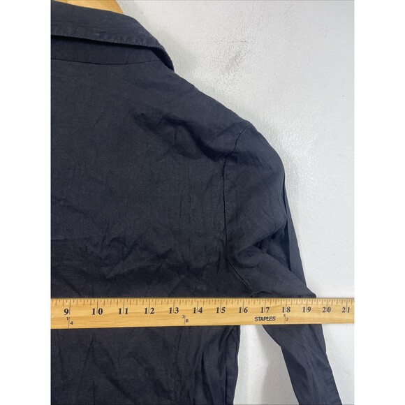 Eileen Fisher Black Linen Blend Button Front 3/4 Sleeve Dress Resort Goth XS - Picture 7 of 8